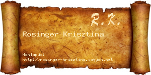 Rosinger Krisztina névjegykártya